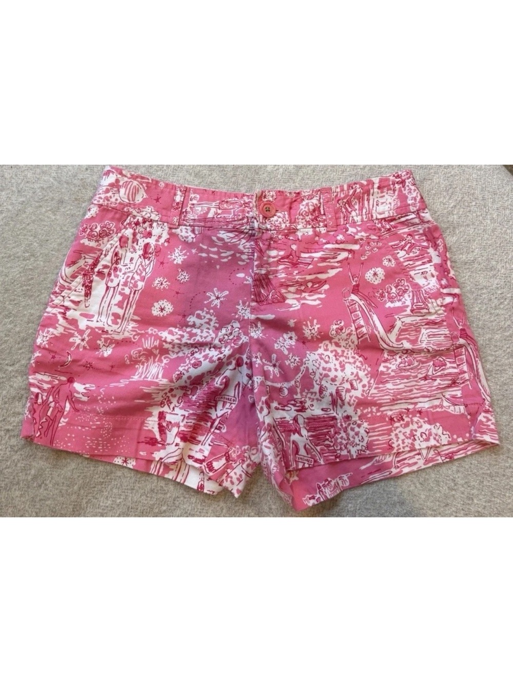 LILLY PULITZER Shorts Sz 4 Pink Hard-To-Find Skinny Dipping Censored Print Women